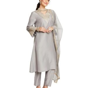 Home myx women's embroidered pakistani suit set with organza dupatta | available in plus sizes